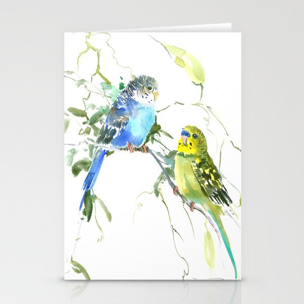 Parakeets, budgies pet bird home decor Stationery Card Gallery Image 1