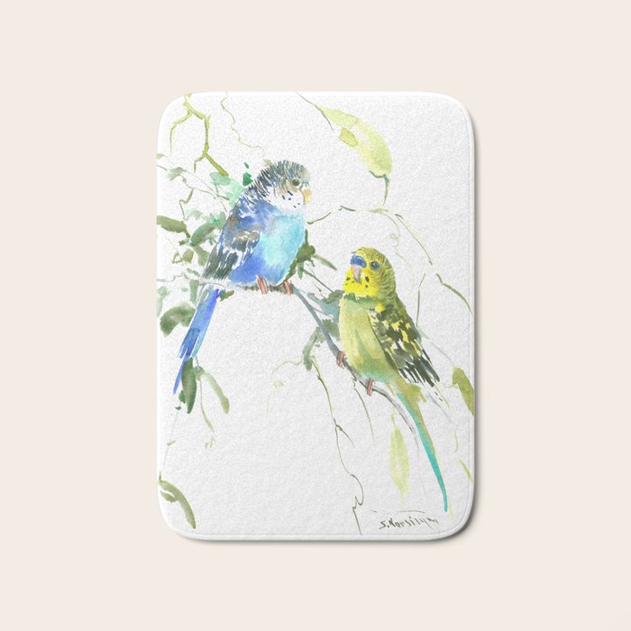 Parakeets, budgies pet bird home decor Bath Mat Gallery Image 1