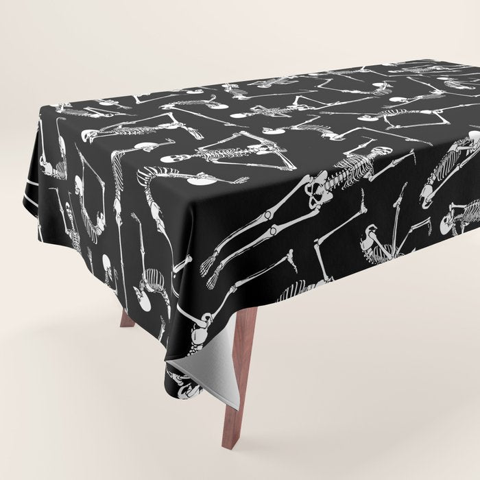 Yoga Skeleton Meditating Yogi Zen Poses Halloween Pattern Tablecloth Gallery Image 1