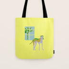 Dog in a Room - Green and Yellow Tote Bag Gallery Image 1