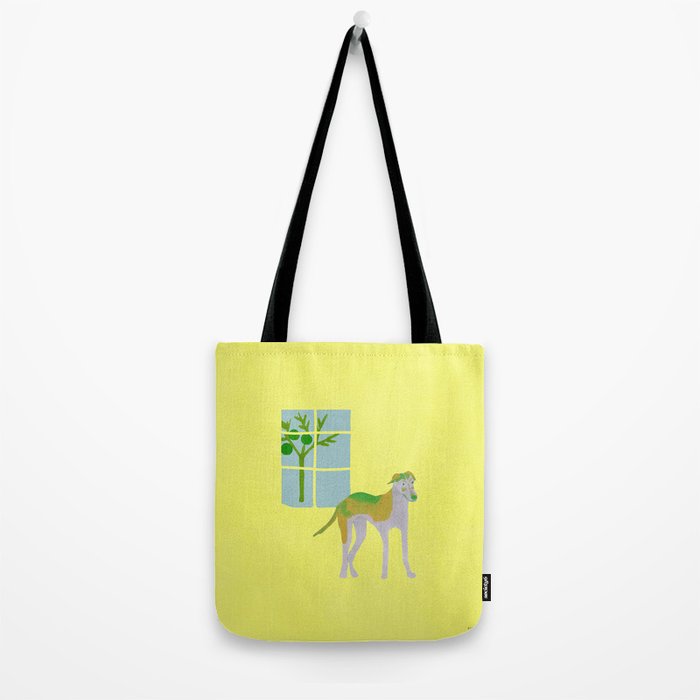 Dog in a Room - Green and Yellow Tote Bag Gallery Image 2