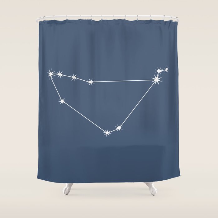Capricorn Zodiac Star Constellation Line Art Neutral Blue Shower Curtain Gallery Image 1