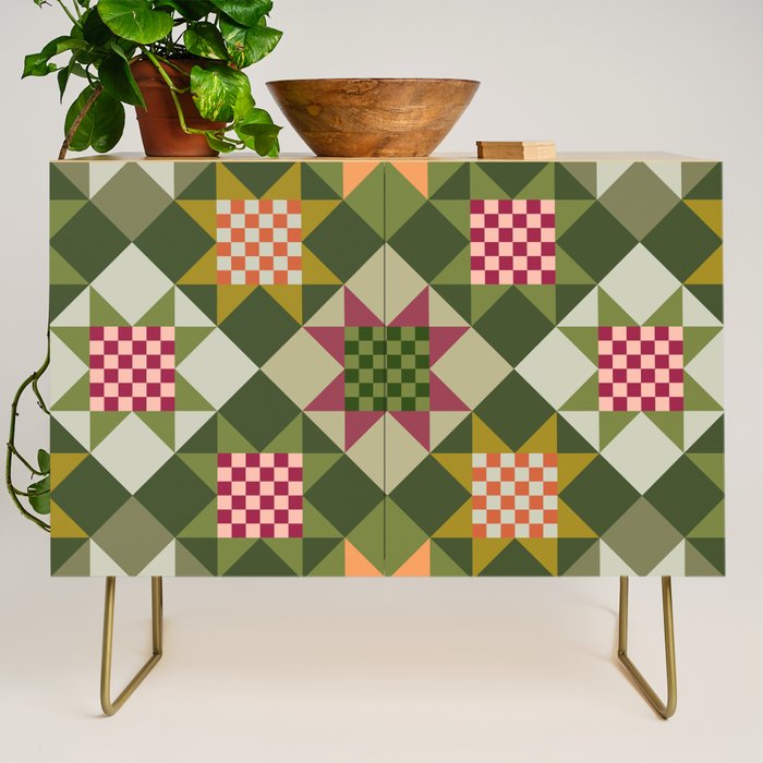 Checkerboard Quilt - Fall Colors Credenza Gallery Image 1