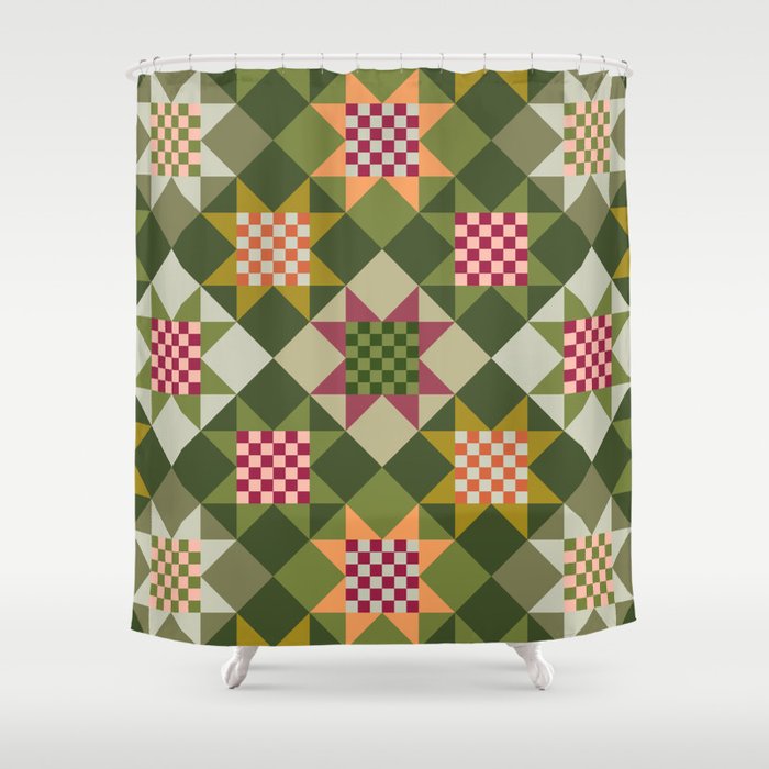 Checkerboard Quilt - Fall Colors Shower Curtain Gallery Image 1