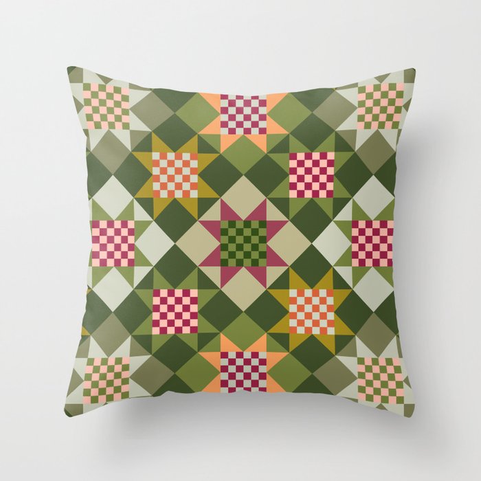 Checkerboard Quilt - Fall Colors Throw Pillow Gallery Image 6