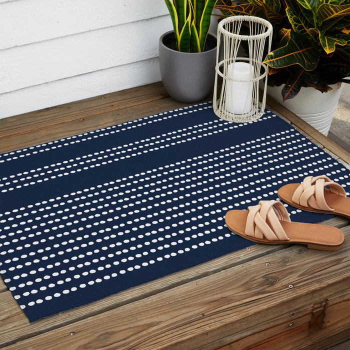 Spotted, African Pattern in Blue and White Outdoor Rug Gallery Image 2