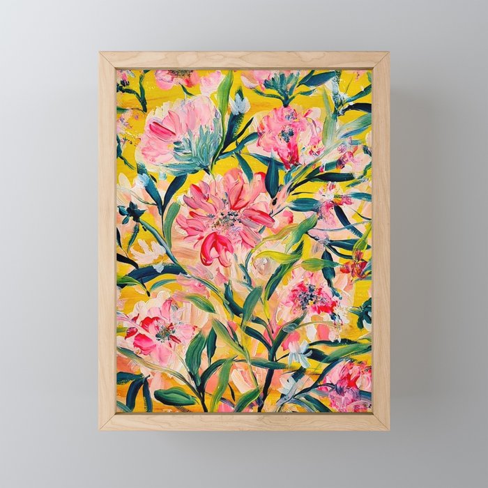 Golden and Pink chinoiserie by nadar musa  Mini Art Print