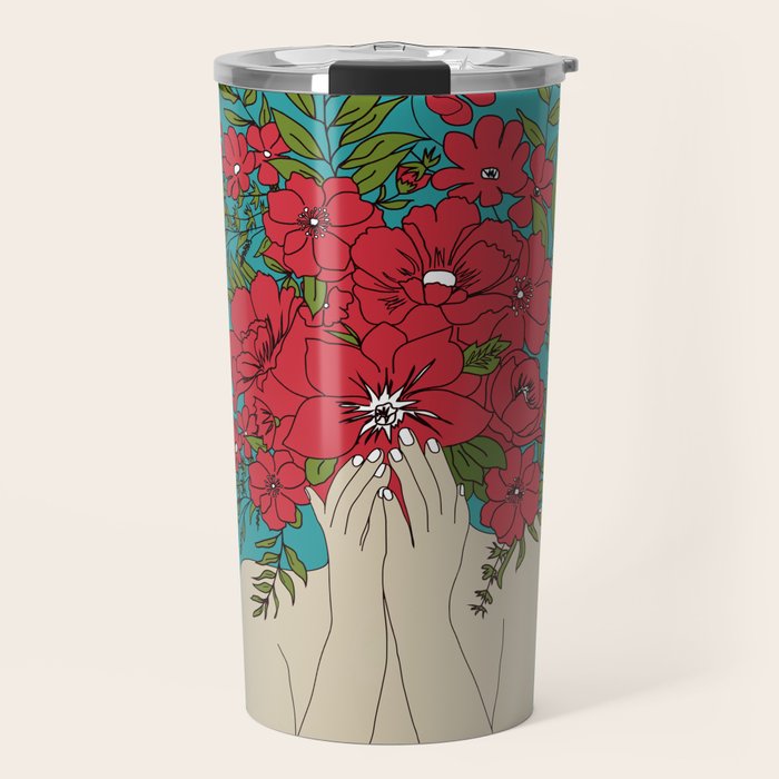 Blooming Red Travel Mug Gallery Image 1