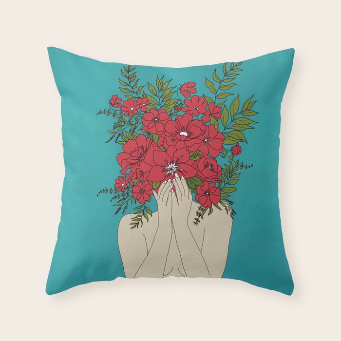 Blooming Red Throw Pillow Gallery Image 6