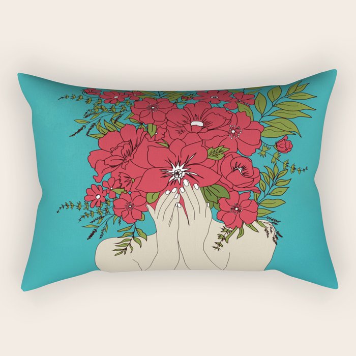 Blooming Red Rectangular Pillow Gallery Image 1