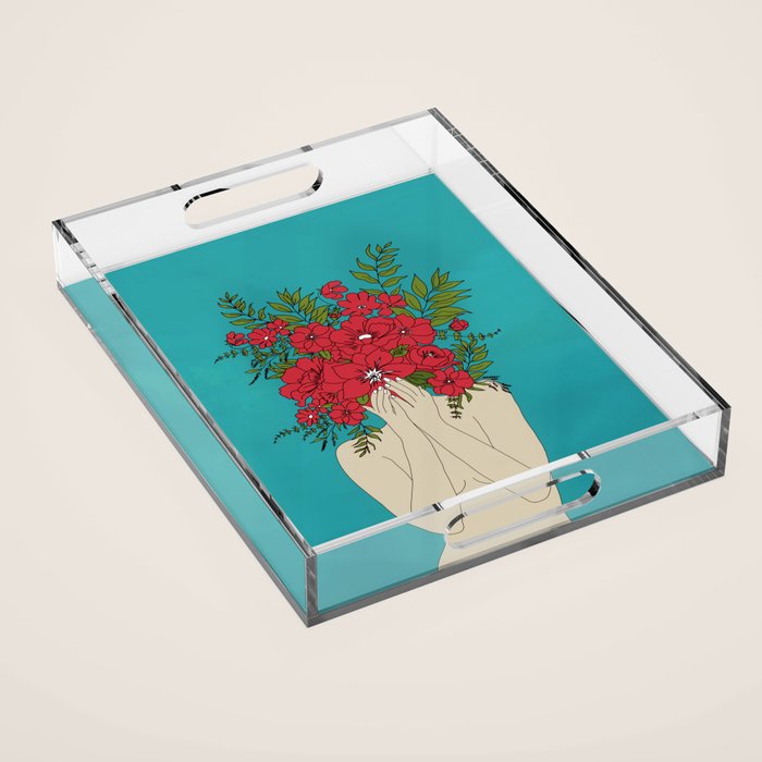 Blooming Red Acrylic Tray Gallery Image 1