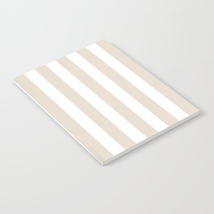 Neutral Stripes Narrow Vertical Stripe Pattern in Mushroom Beige and White Notebook Gallery Image 1