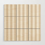 Neutral Stripes Narrow Vertical Stripe Pattern in Mushroom Beige and White Wood Wall Art Gallery Image 1