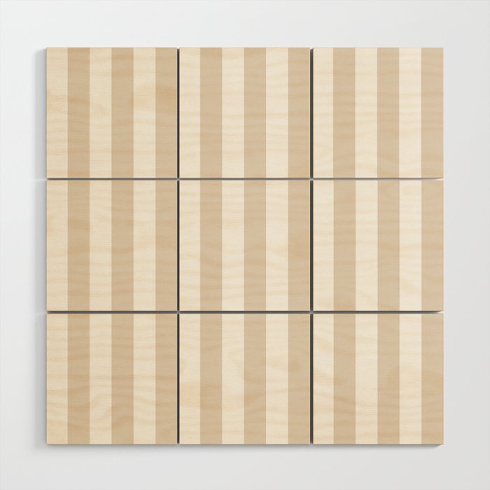 Neutral Stripes Narrow Vertical Stripe Pattern in Mushroom Beige and White Wood Wall Art Gallery Image 1