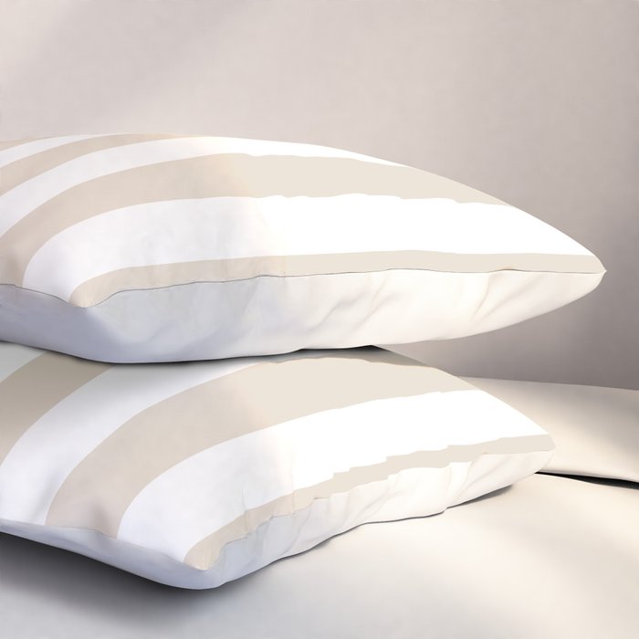 Neutral Stripes Narrow Vertical Stripe Pattern in Mushroom Beige and White Pillow Sham Gallery Image 3