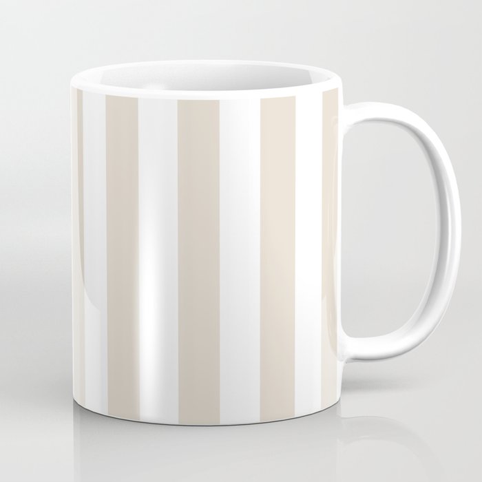 Neutral Stripes Narrow Vertical Stripe Pattern in Mushroom Beige and White Coffee Mug Gallery Image 1