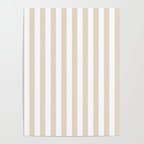 Neutral Stripes Narrow Vertical Stripe Pattern in Mushroom Beige and White Poster Gallery Image 4