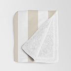 Neutral Stripes Narrow Vertical Stripe Pattern in Mushroom Beige and White Throw Blanket Gallery Image 3