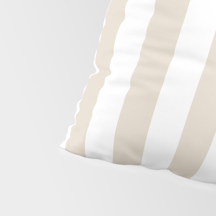 Neutral Stripes Narrow Vertical Stripe Pattern in Mushroom Beige and White Pillow Sham Gallery Image 4