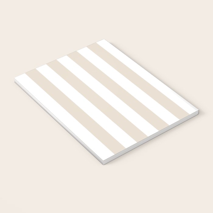 Neutral Stripes Narrow Vertical Stripe Pattern in Mushroom Beige and White Notebook Gallery Image 3