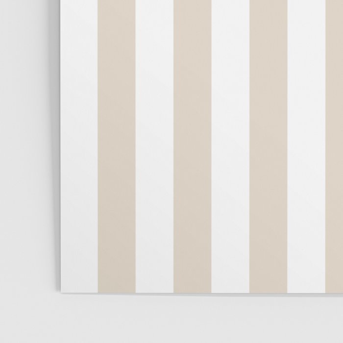 Neutral Stripes Narrow Vertical Stripe Pattern in Mushroom Beige and White Poster Gallery Image 3
