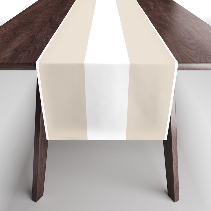 Neutral Stripes Narrow Vertical Stripe Pattern in Mushroom Beige and White Table Runner Gallery Image 1