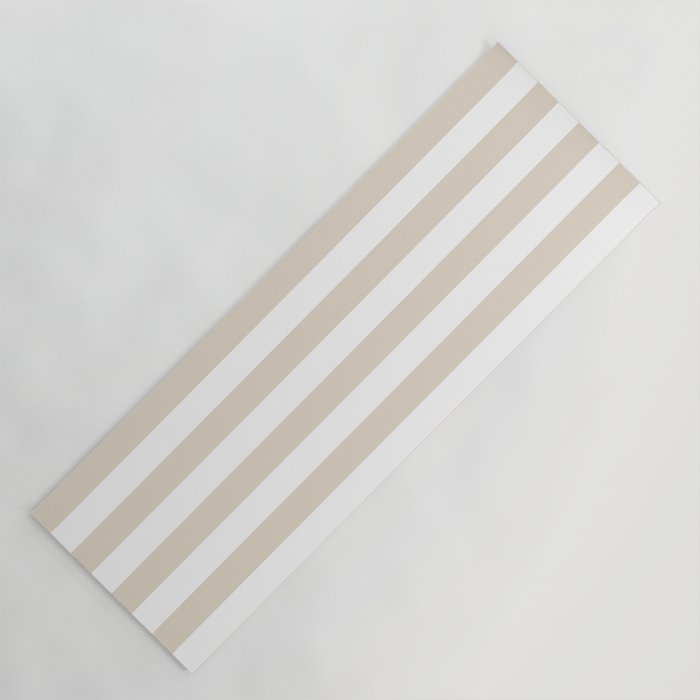 Neutral Stripes Narrow Vertical Stripe Pattern in Mushroom Beige and White Yoga Mat Gallery Image 1