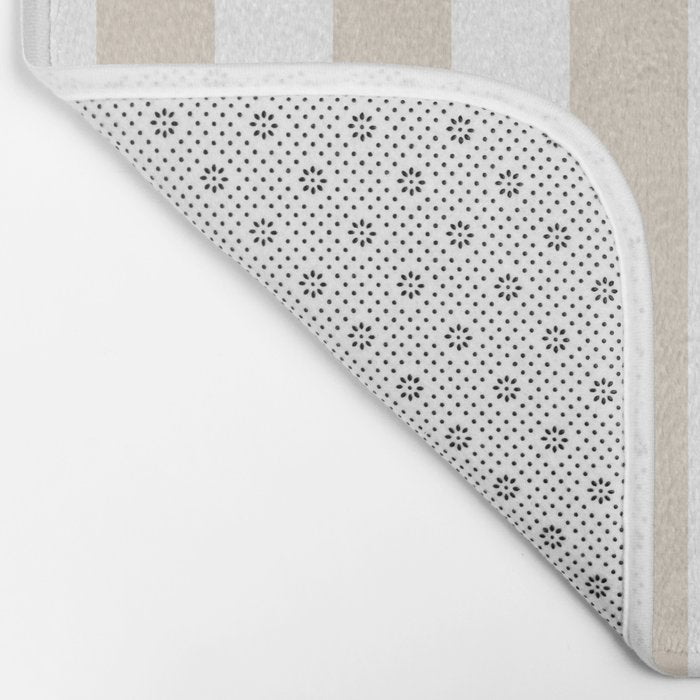 Neutral Stripes Narrow Vertical Stripe Pattern in Mushroom Beige and White Bath Mat Gallery Image 2