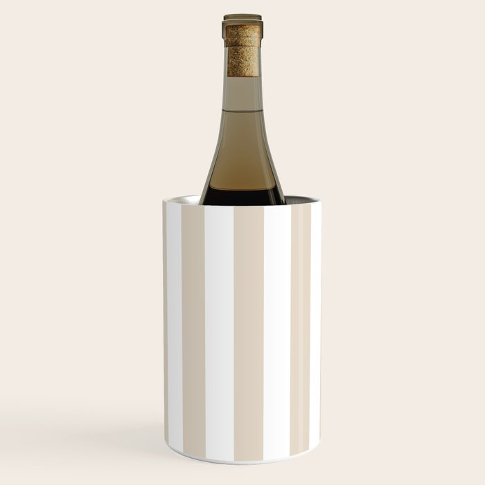 Neutral Stripes Narrow Vertical Stripe Pattern in Mushroom Beige and White Wine Chiller Gallery Image 3