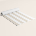 Neutral Stripes Narrow Vertical Stripe Pattern in Mushroom Beige and White Yoga Mat Gallery Image 2