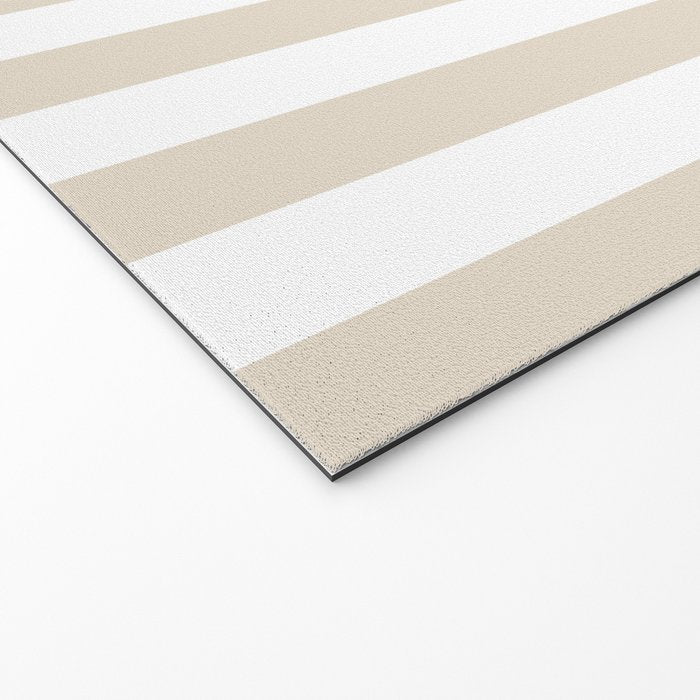 Neutral Stripes Narrow Vertical Stripe Pattern in Mushroom Beige and White Welcome Mat Gallery Image 2