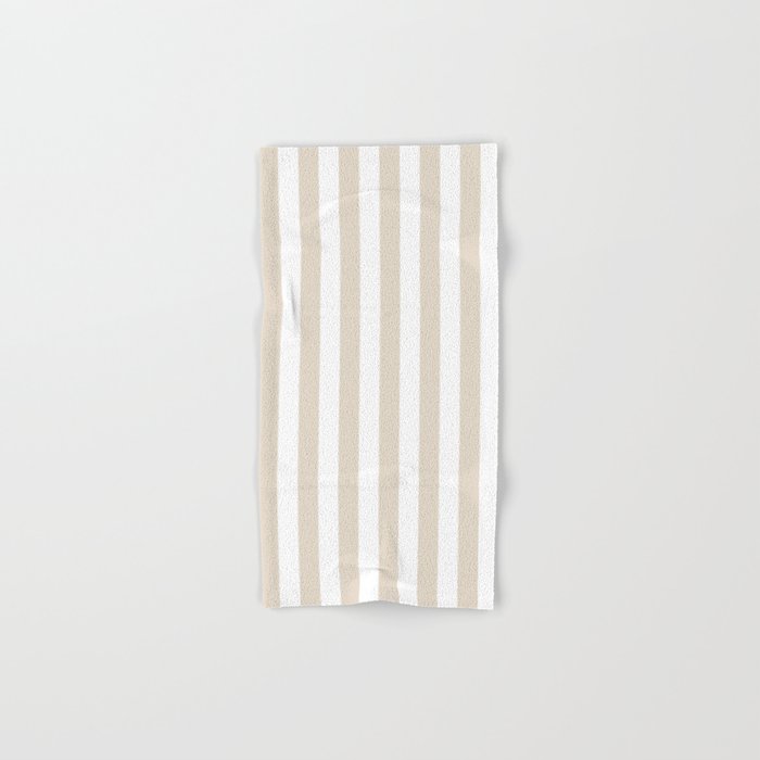 Neutral Stripes Narrow Vertical Stripe Pattern in Mushroom Beige and White Bath Towel Gallery Image 1