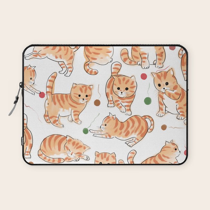 Orange Tabby Kitten Doodle  Laptop Sleeve Gallery Image 1