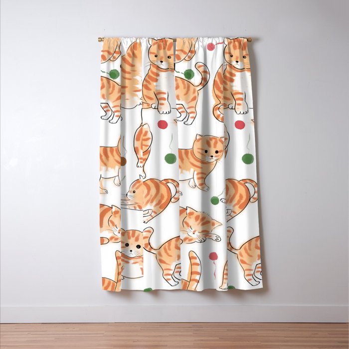 Orange Tabby Kitten Doodle  Window Curtain Gallery Image 3