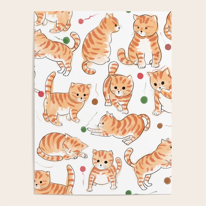 Orange Tabby Kitten Doodle  Poster Gallery Image 4