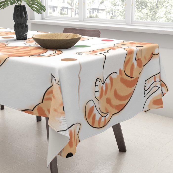 Orange Tabby Kitten Doodle  Tablecloth Gallery Image 3
