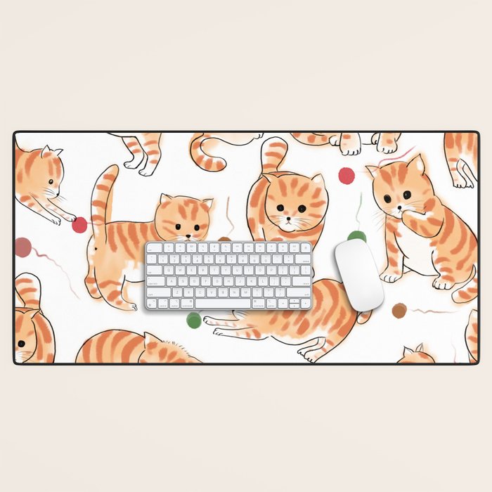 Orange Tabby Kitten Doodle  Desk Mat Gallery Image 1
