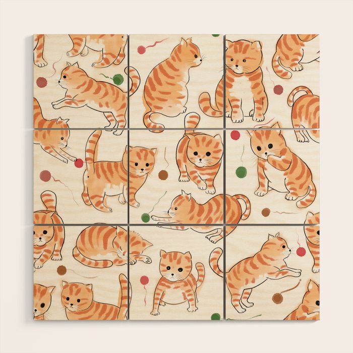 Orange Tabby Kitten Doodle  Wood Wall Art Gallery Image 1