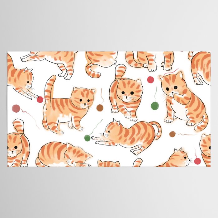 Orange Tabby Kitten Doodle  Tablecloth Gallery Image 2
