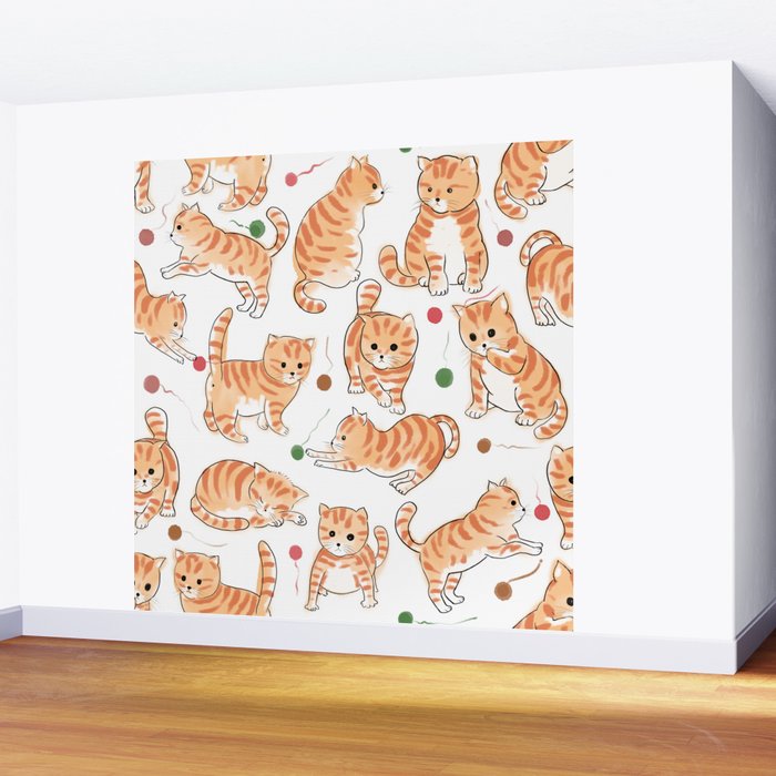 Orange Tabby Kitten Doodle  Wall Mural Gallery Image 2