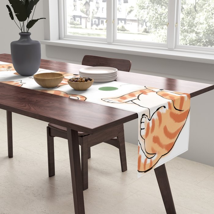 Orange Tabby Kitten Doodle  Table Runner Gallery Image 2