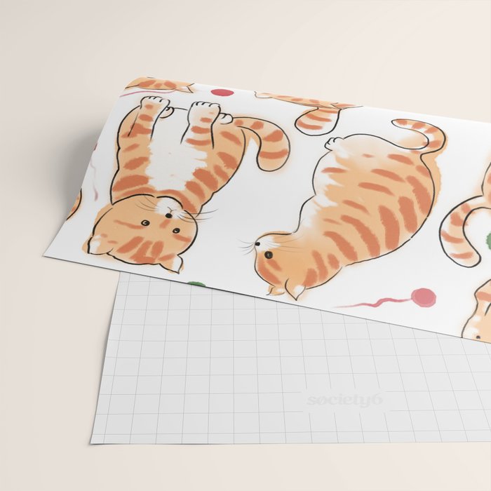 Orange Tabby Kitten Doodle  Wrapping Paper Gallery Image 2