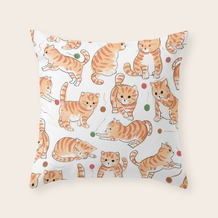 Orange Tabby Kitten Doodle  Throw Pillow Gallery Image 6