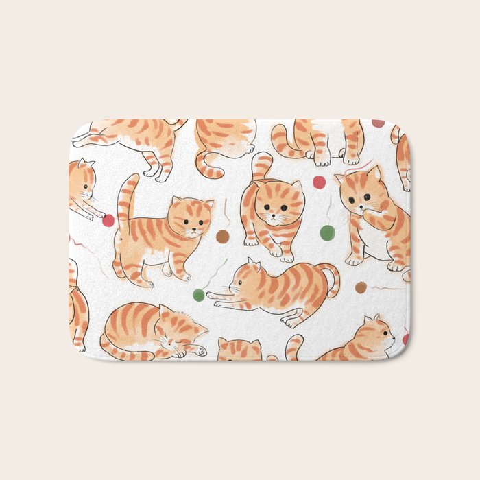 Orange Tabby Kitten Doodle  Bath Mat Gallery Image 1