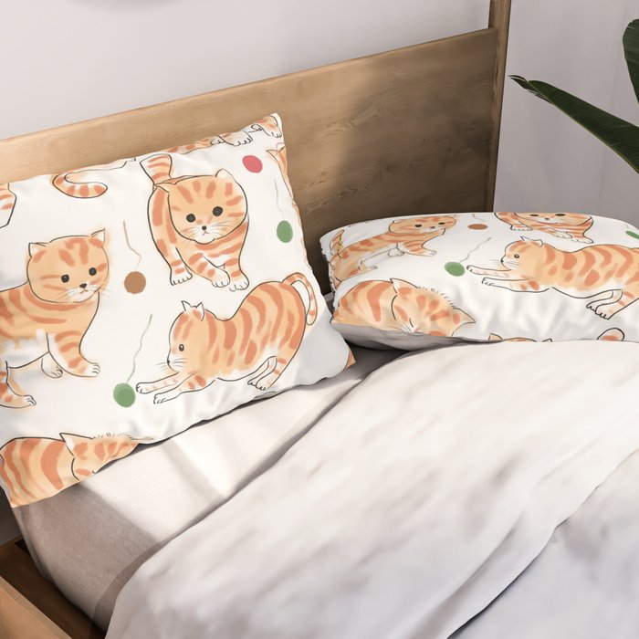 Orange Tabby Kitten Doodle  Pillow Sham Gallery Image 2