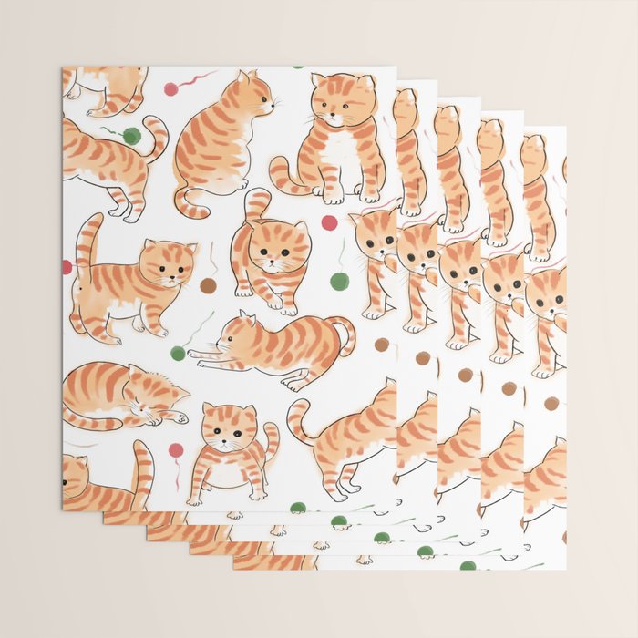 Orange Tabby Kitten Doodle  Wrapping Paper Gallery Image 3