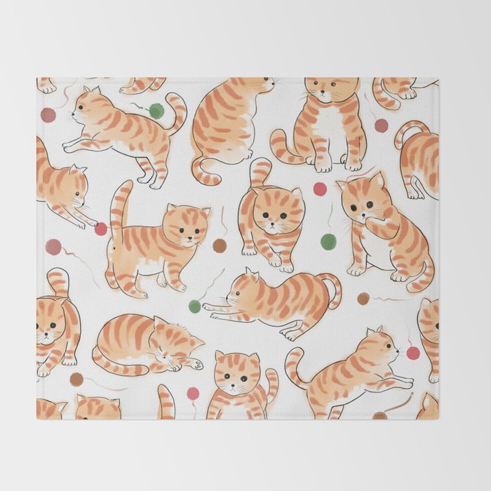 Orange Tabby Kitten Doodle  Throw Blanket Gallery Image 2