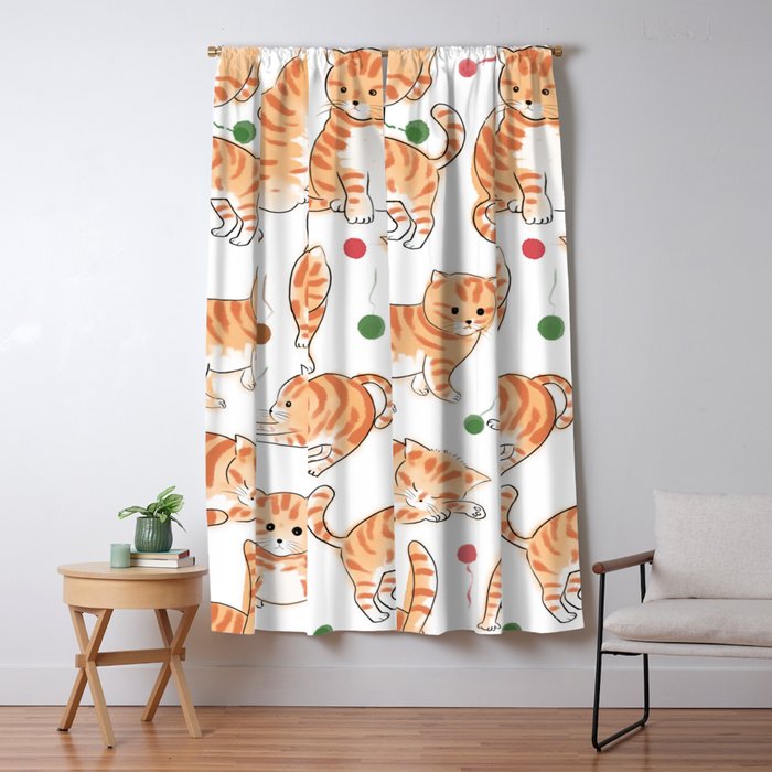 Orange Tabby Kitten Doodle  Window Curtain Gallery Image 5