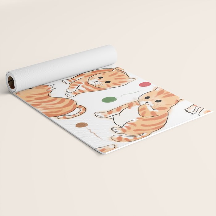 Orange Tabby Kitten Doodle  Yoga Mat Gallery Image 2