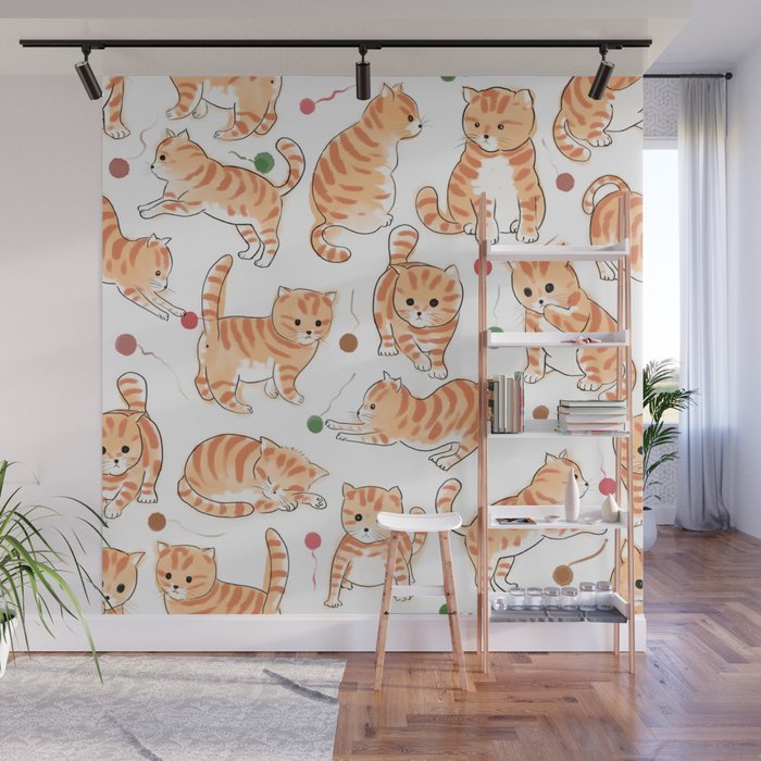 Orange Tabby Kitten Doodle  Wall Mural Gallery Image 1